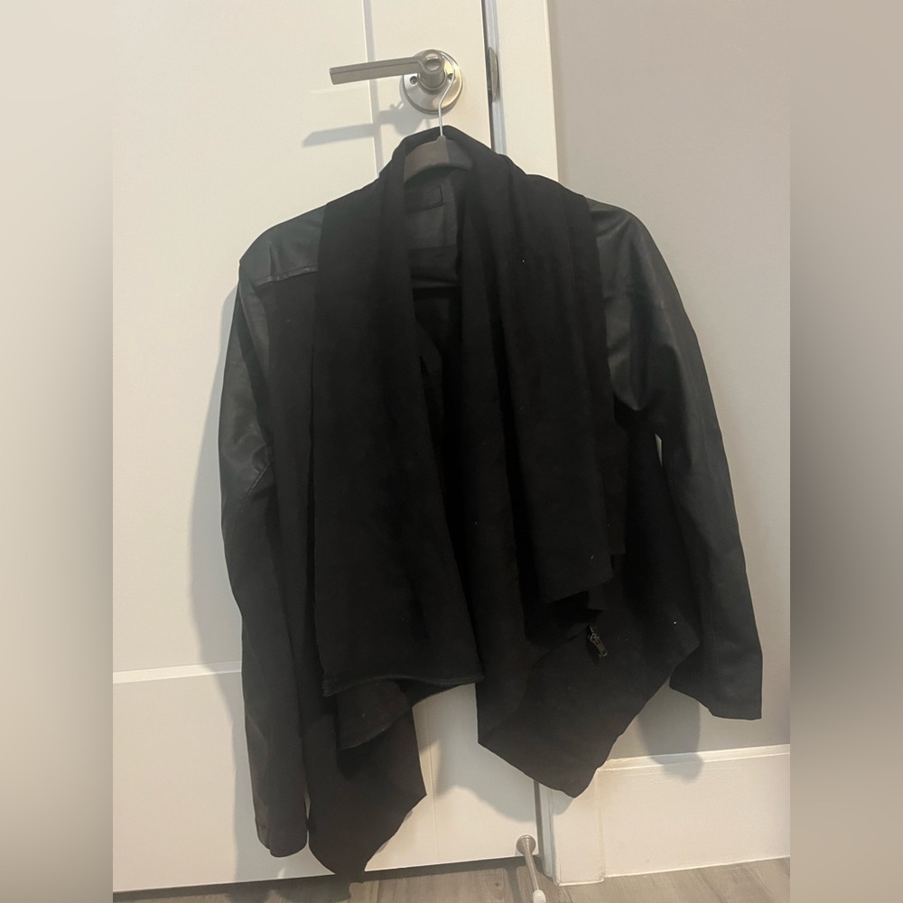 Blank NYC Black faux leather-with thin suede draped in front of Jacket